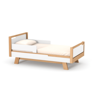 Dětská postel Lussi Gekko 160x80. Bílá / Přírodní buk